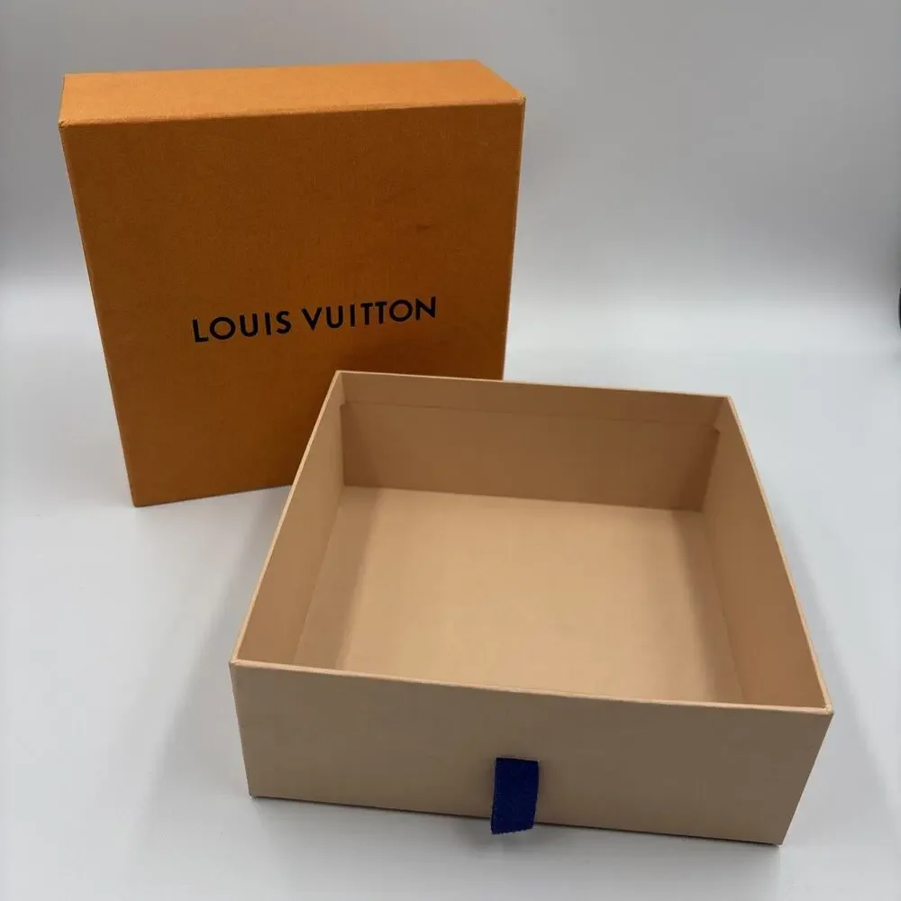 Louis Vuitton Authentic Empty Gift Box 7x7x3 Purse Wallet Drawer Style Orange